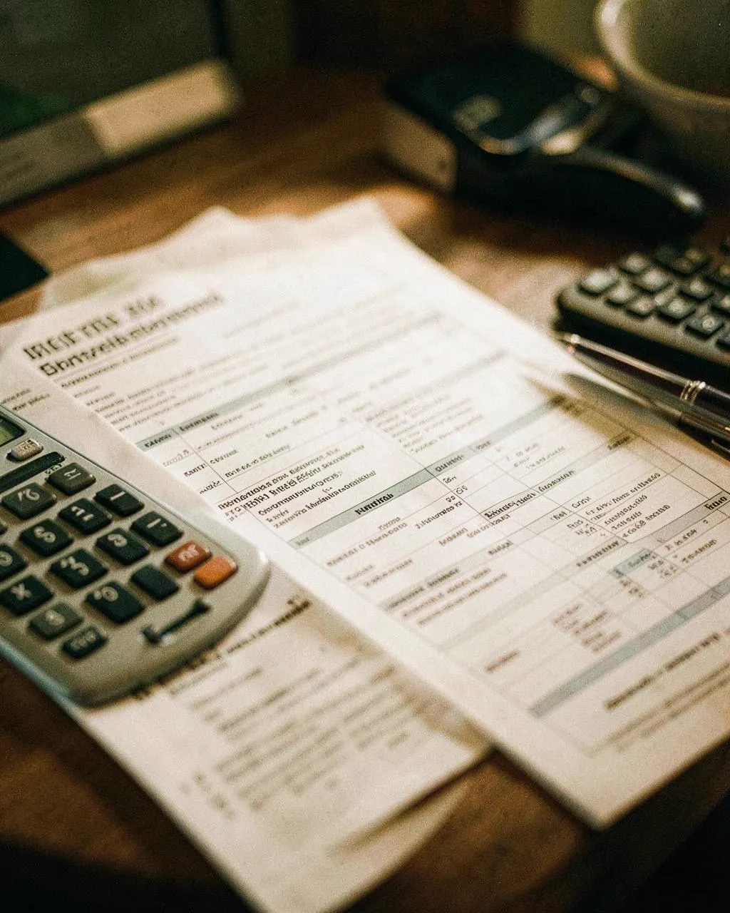 Film incentive documents and a calculator on a desk